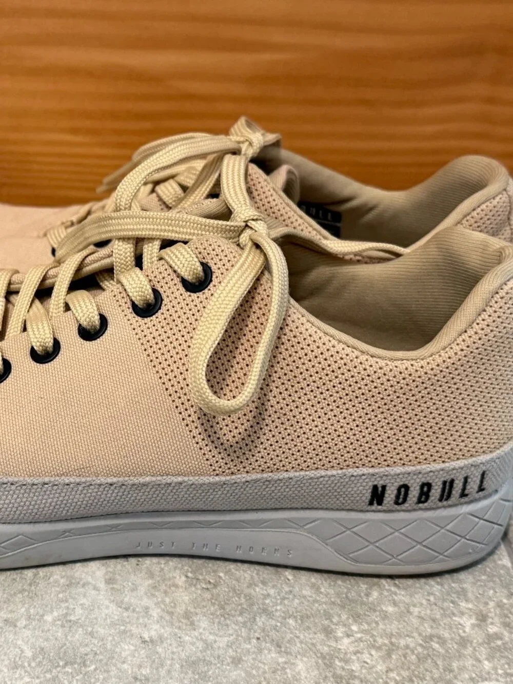 NOBULL Canvas Sand Neutral Trainer Athletic Gym Shoes Women's size 9